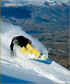 Snowboarding at Coronet Peak